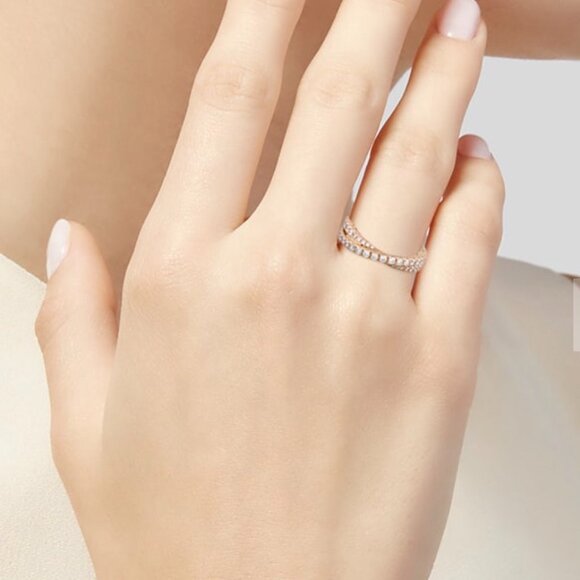 DAVID YURMAN 18K 750 ROSE GOLD 1.23CTW DIAMOND PAVÉ CROSSOVER RING - Picture 10 of 11